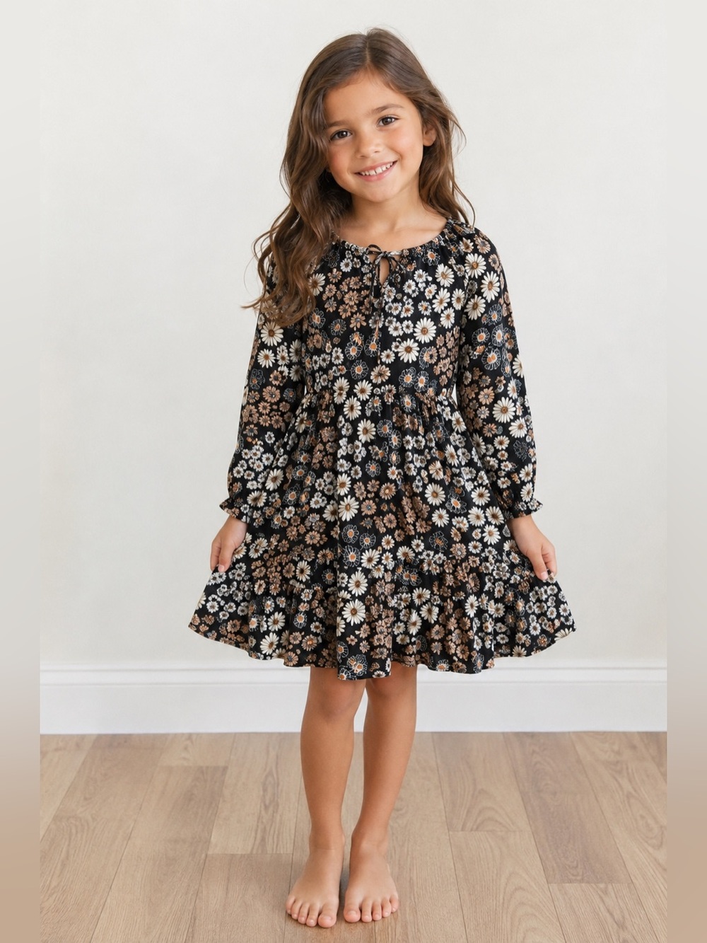 NWT Bixby Nomad Adeline Tie Flounce Dress Girls Size Small (6–7) Floral Boho